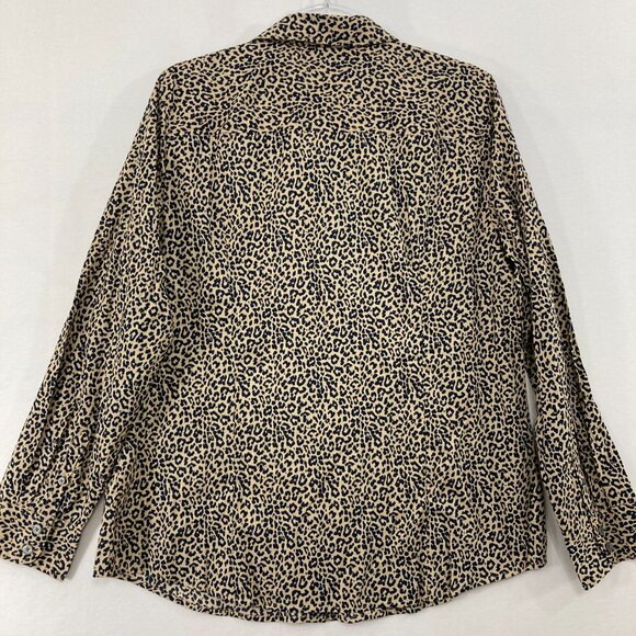 New J. Crew Top size XL Leopard Print Long Sleeve Button Down Cotton - Picture 8 of 10